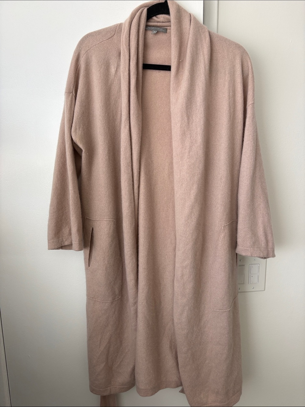 Neiman Marcus Cashmere Open-Front Cardigan - Soft Nude